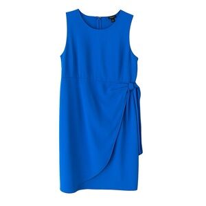 Ann Taylor Factory Blue Ruched Tie Front Sheath Dress